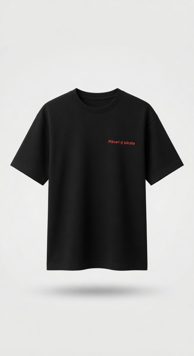 TRICOU DIN BUMBAC ORGANIC - PLACERI&PACATE negru