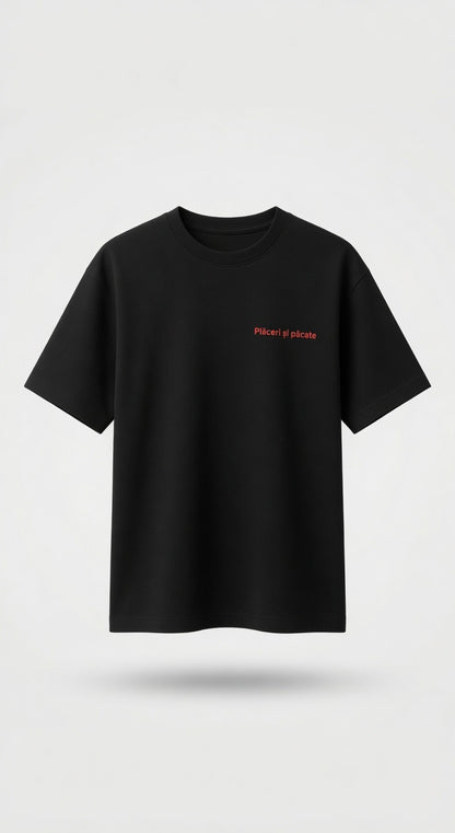 TRICOU DIN BUMBAC ORGANIC - PLACERI&PACATE negru